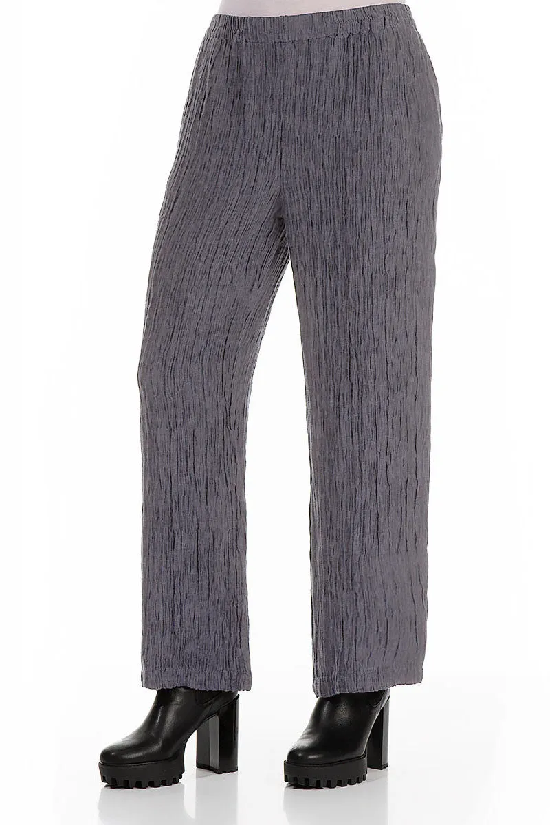 Straight Crinkled Iron Silk Trousers