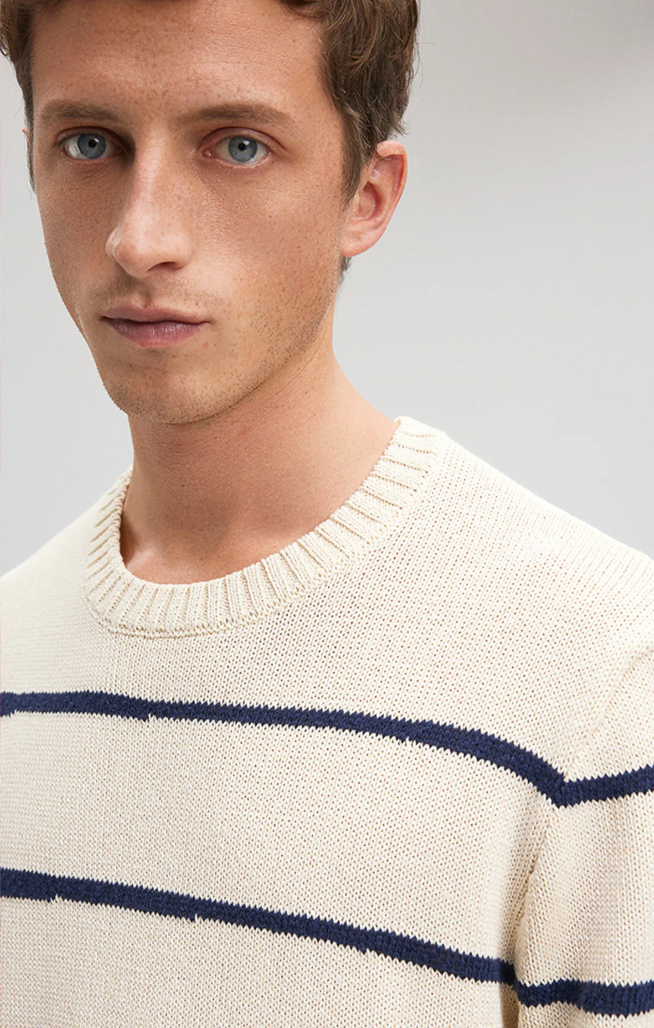 STRIPED SWEATER IN MARITIME BLUE