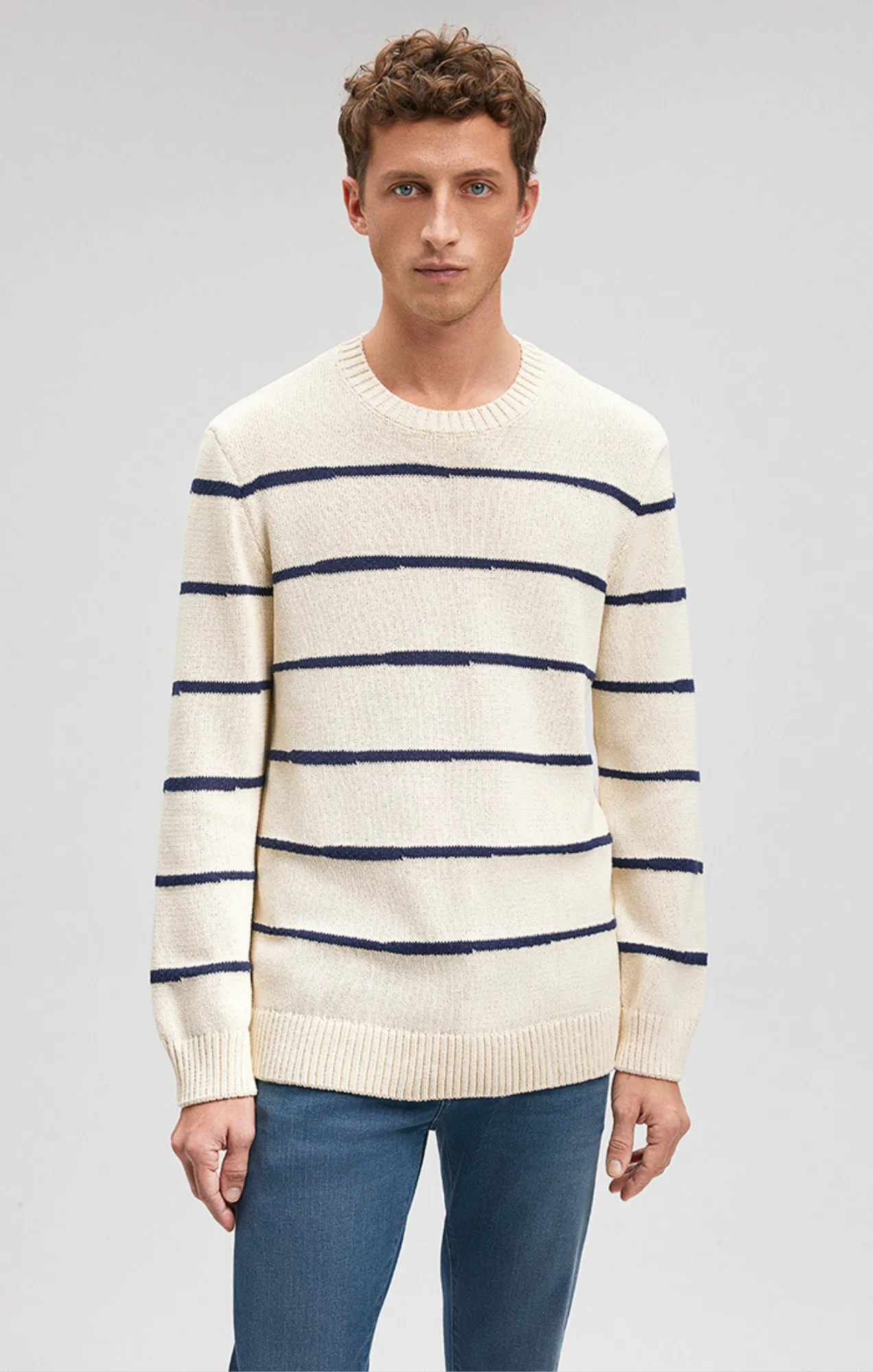 STRIPED SWEATER IN MARITIME BLUE