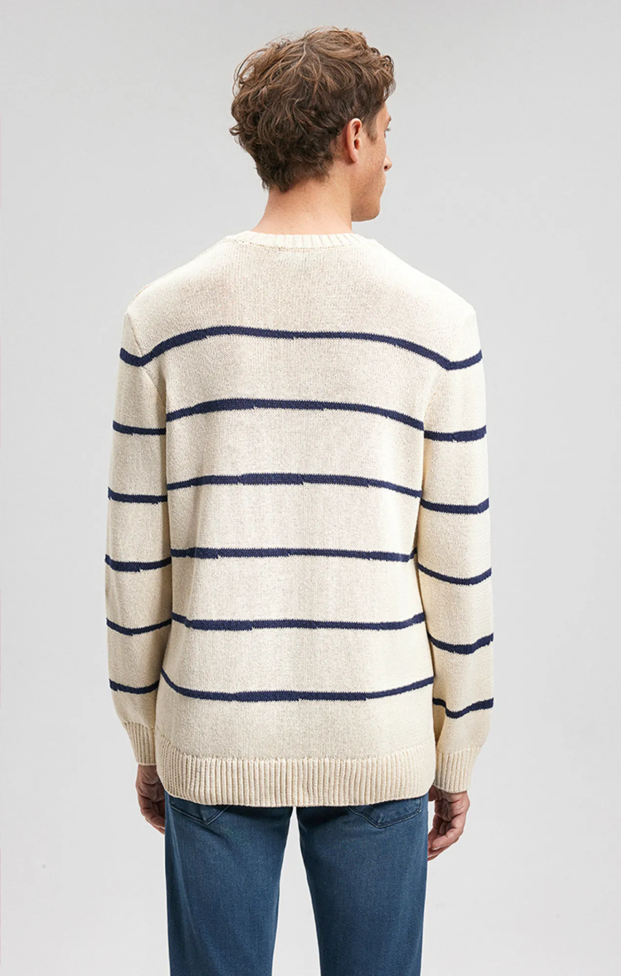 STRIPED SWEATER IN MARITIME BLUE