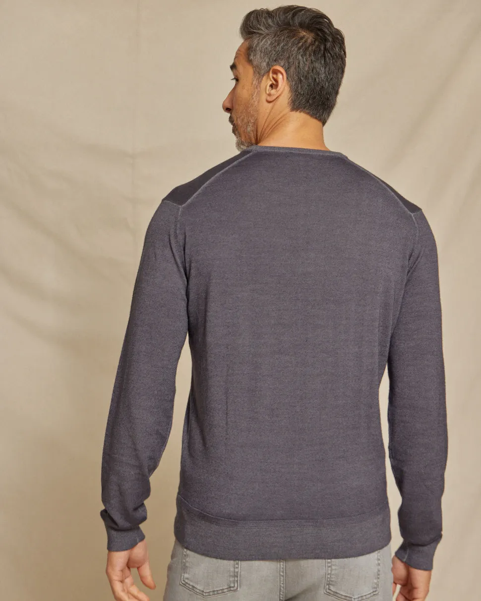 The Banks - LS Lightweight MERINOmax Crew Neck Sweater - Steel