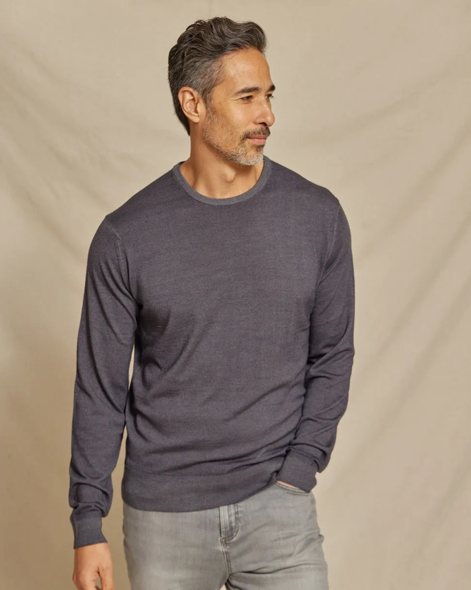 The Banks - LS Lightweight MERINOmax Crew Neck Sweater - Steel