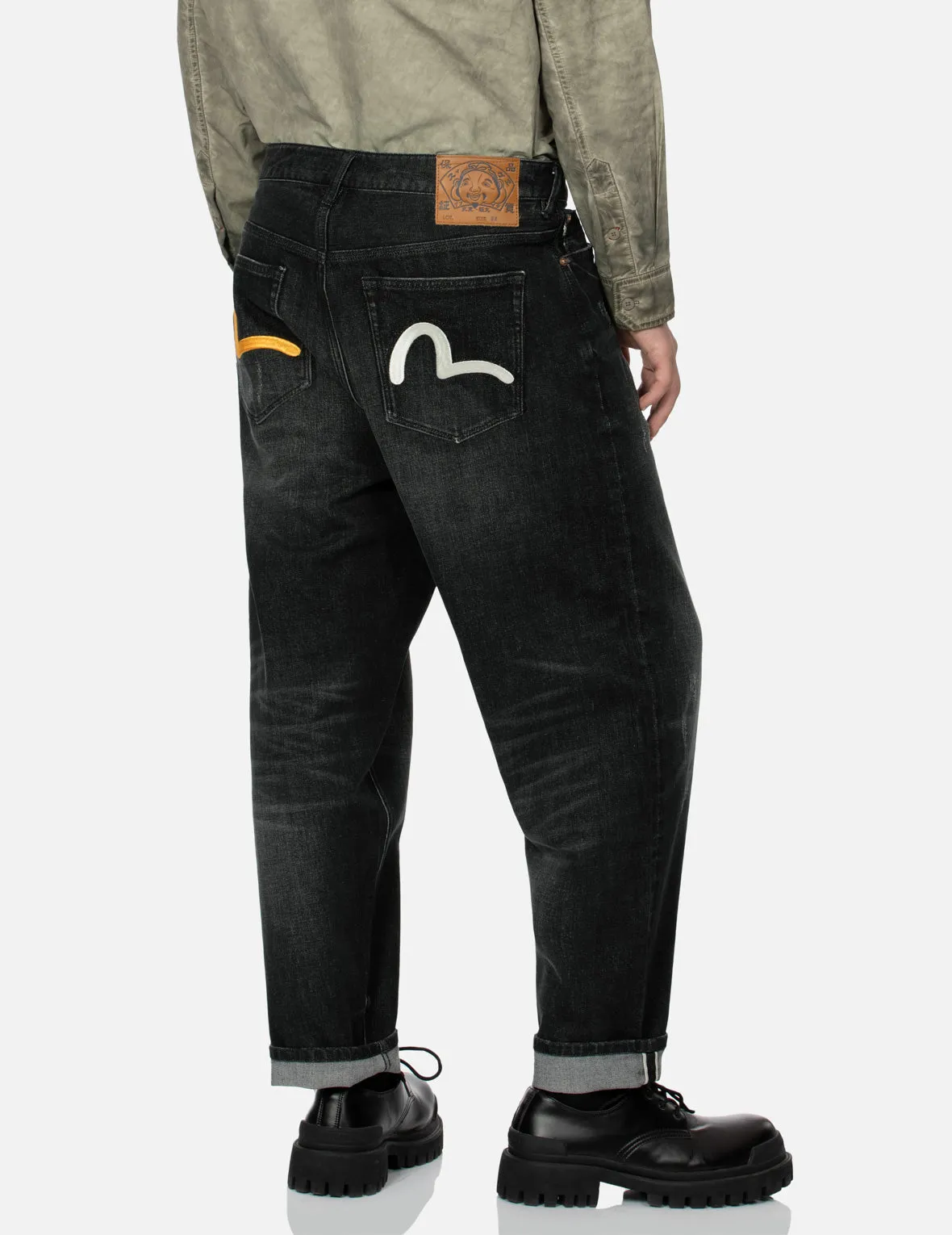 Washed Seagull Embroidery Fashion Fit Jeans