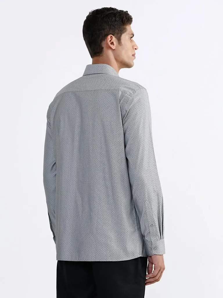 WES Formals Printed Grey Slim-Fit Shirt