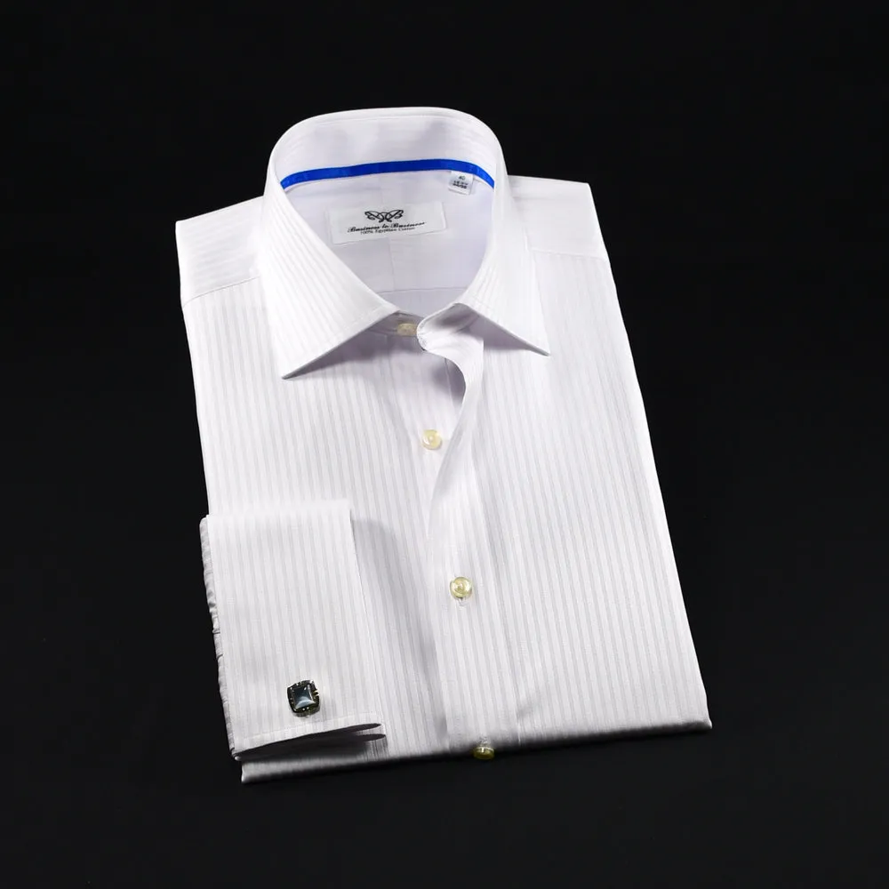 White Luxury Twill Stripe Formal Business Dress Shirt Luxury Designer Fashion