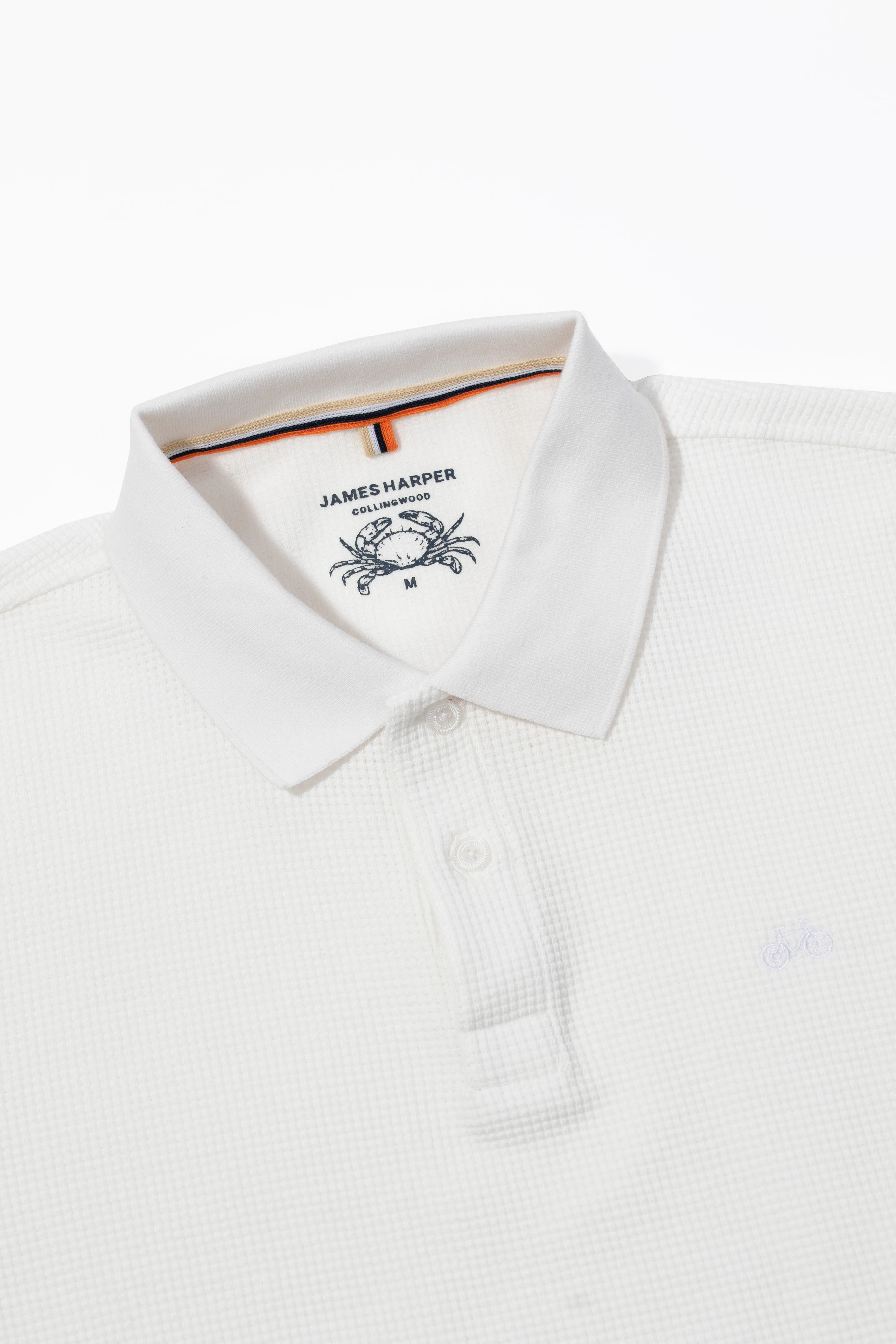 White Waffle Polo Shirt