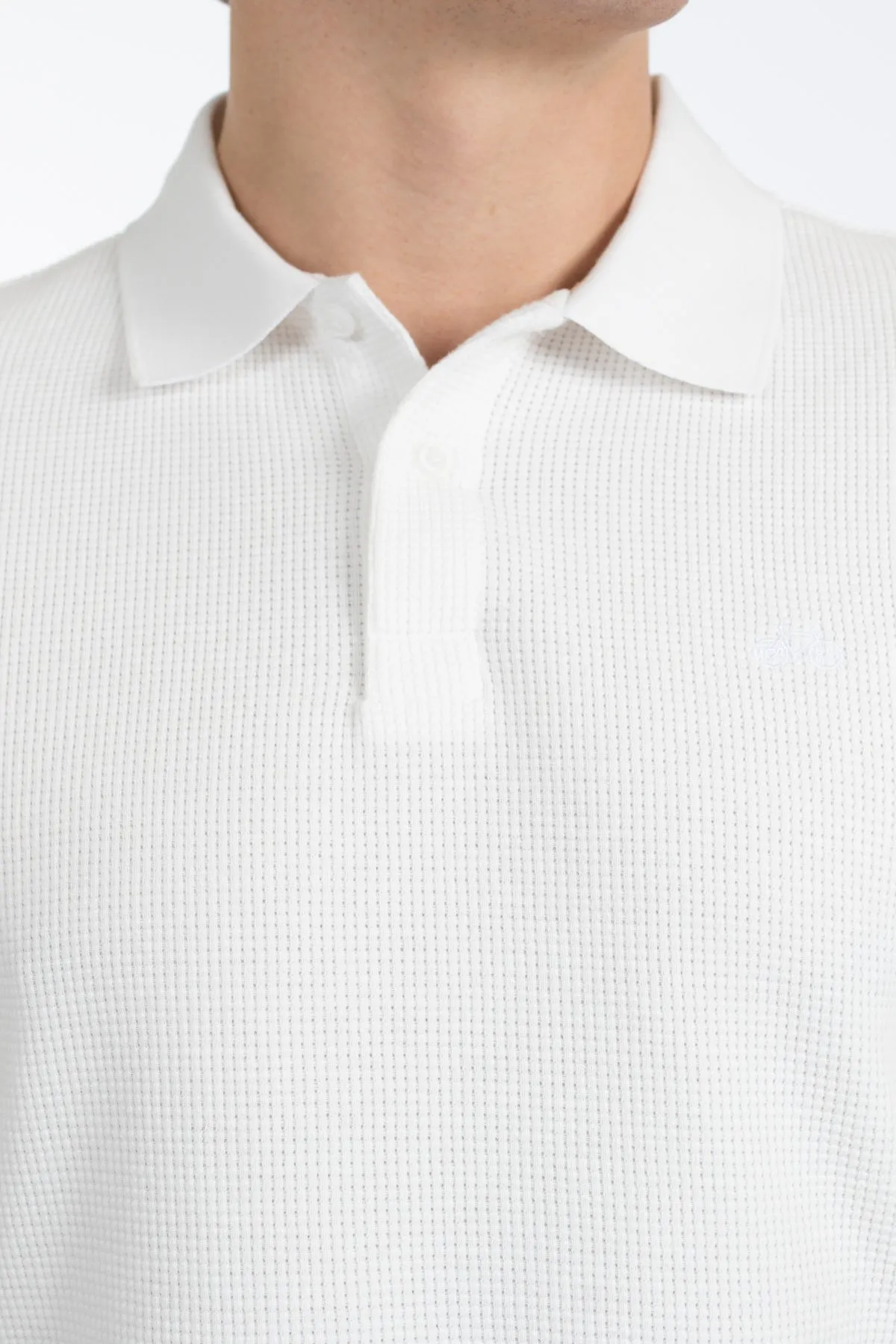 White Waffle Polo Shirt