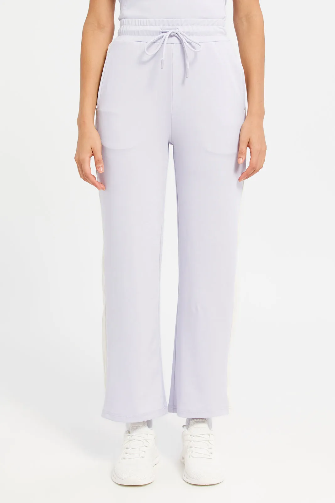 Women Lilac Plain Straight Leg Pants