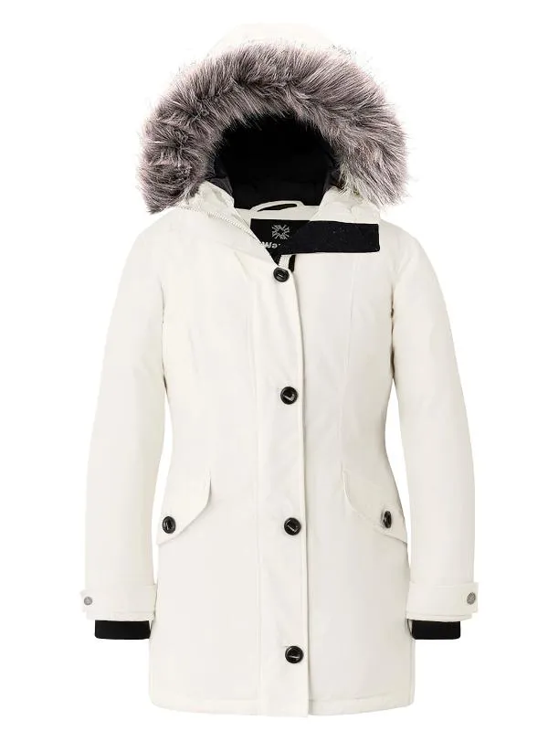 Women's Warm Winter Coat Waterproof Parka Long Puffer Jacket with Faux Fur Hood Acadia 36