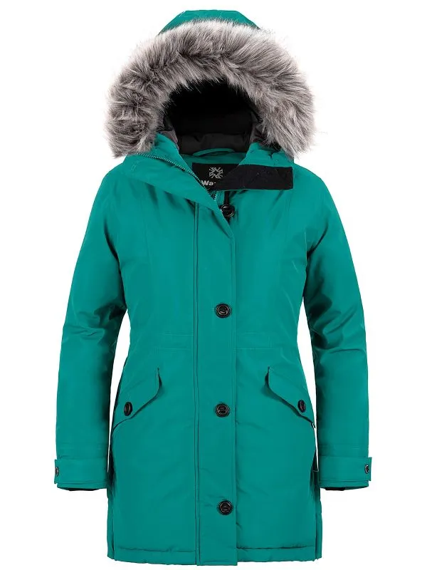 Women's Warm Winter Coat Waterproof Parka Long Puffer Jacket with Faux Fur Hood Acadia 36