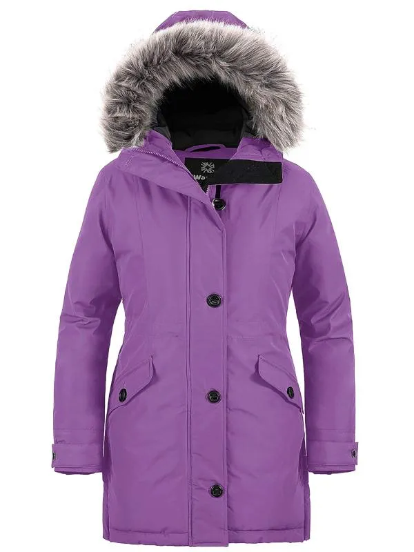 Women's Warm Winter Coat Waterproof Parka Long Puffer Jacket with Faux Fur Hood Acadia 36