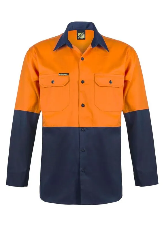 WS3022 HI VIS LONG SLEEVE COTTON DRILL SHIRT