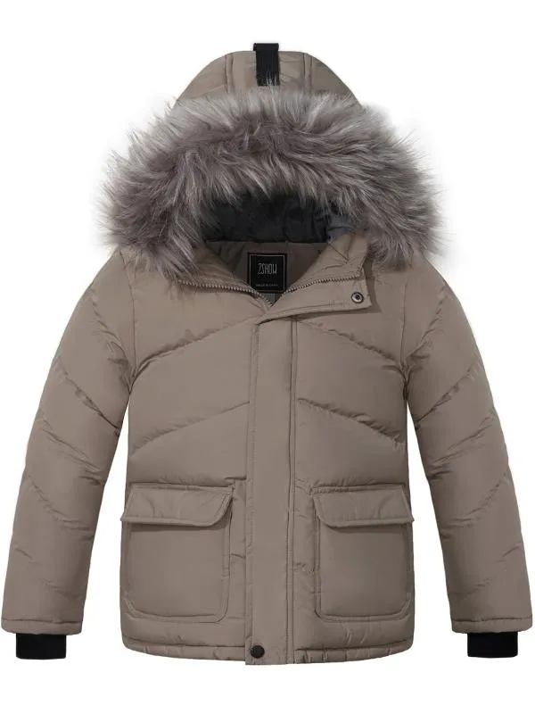 ZSHOW Boy's Hooded Puffer Jacket Thick Padded Winter Coat Windproof Parka